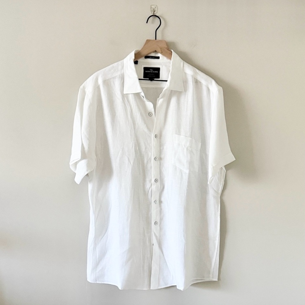 Rodd & Gunn 100% Linen Sports Fit Button Down Shirt in White Size 2XL